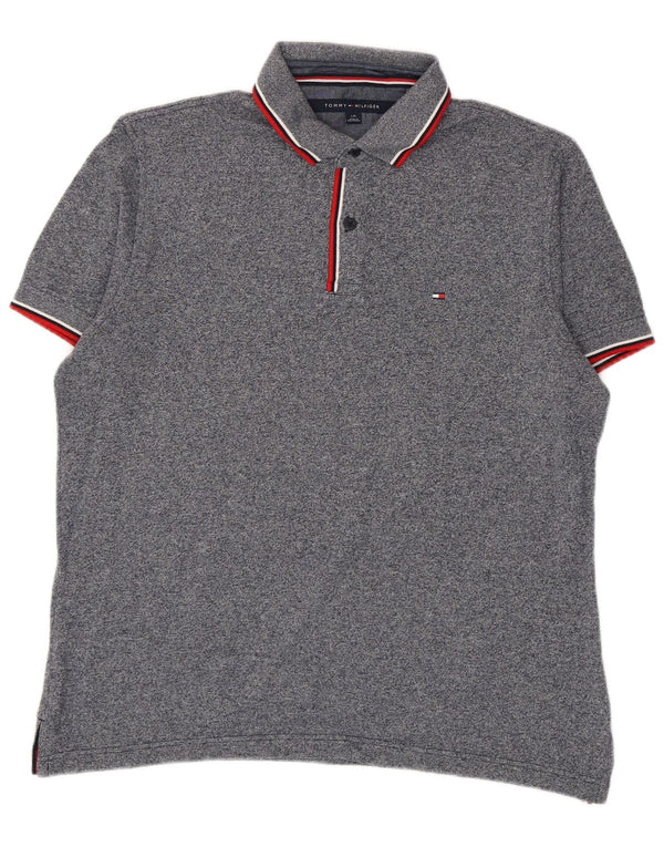 Cămașă polo Tommy Hilfiger pentru bărbați, mare, albastru, bumbac cu dungi