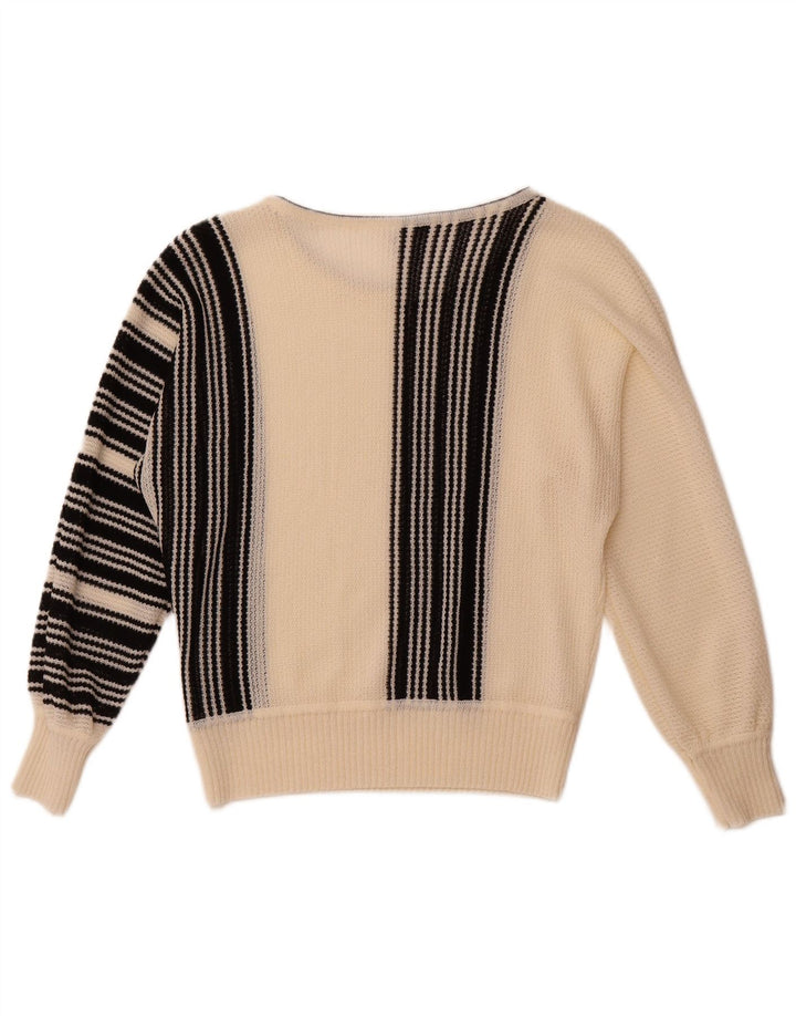 Pulover BODE pentru damă, cu gât de barcă, cu dungi EU 40, mediu alb închis