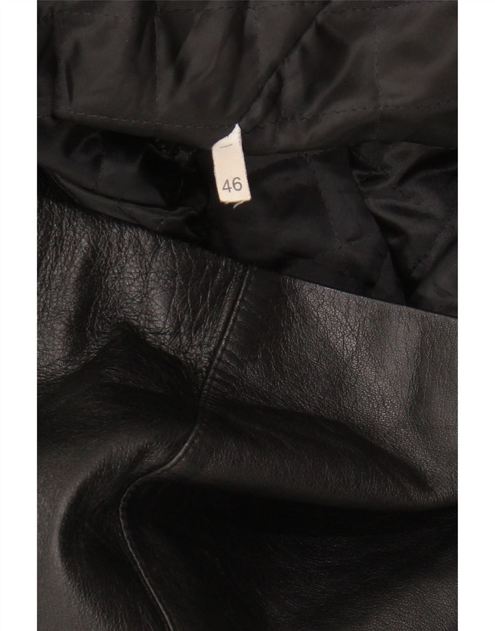 VINTAGE Womens Leather Jacket IT 46 Large Black