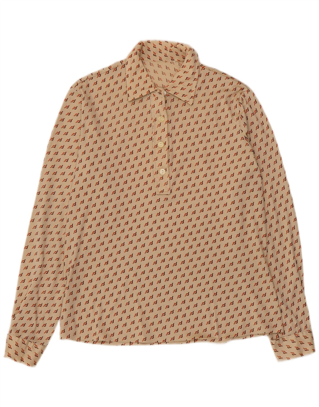 Cămașă pulover pentru femei VINTAGE UK 16 mare, bej, geometrică