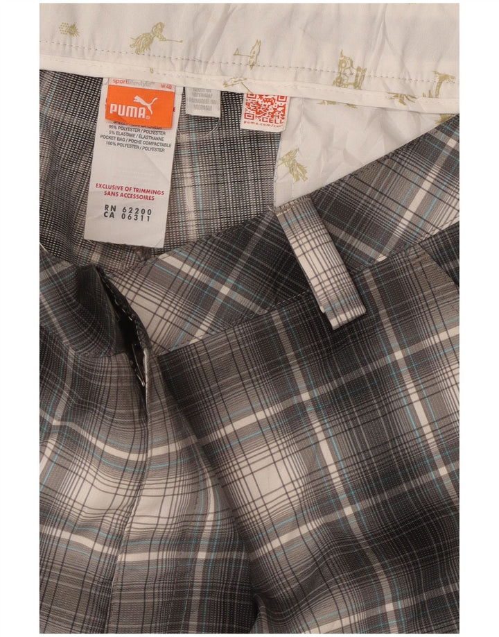 Pantaloni scurți chino pentru bărbați Puma W40 XL, poliester cu carouri gri