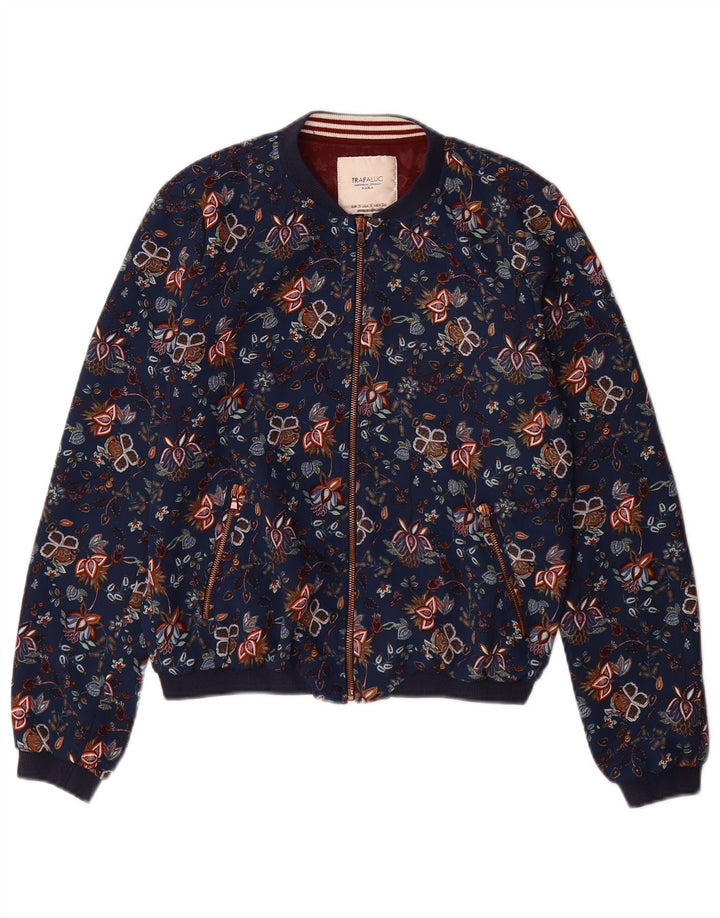Jachetă Bomber Trafaluc pentru femei Zara UK 10 Mic Albastru Marin Poliester Floral