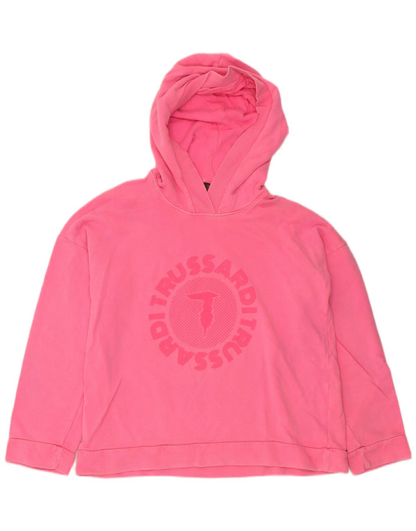 Trussardi Jeans Pulover supradimensionat cu capota pentru femei UK 14 Roz mediu