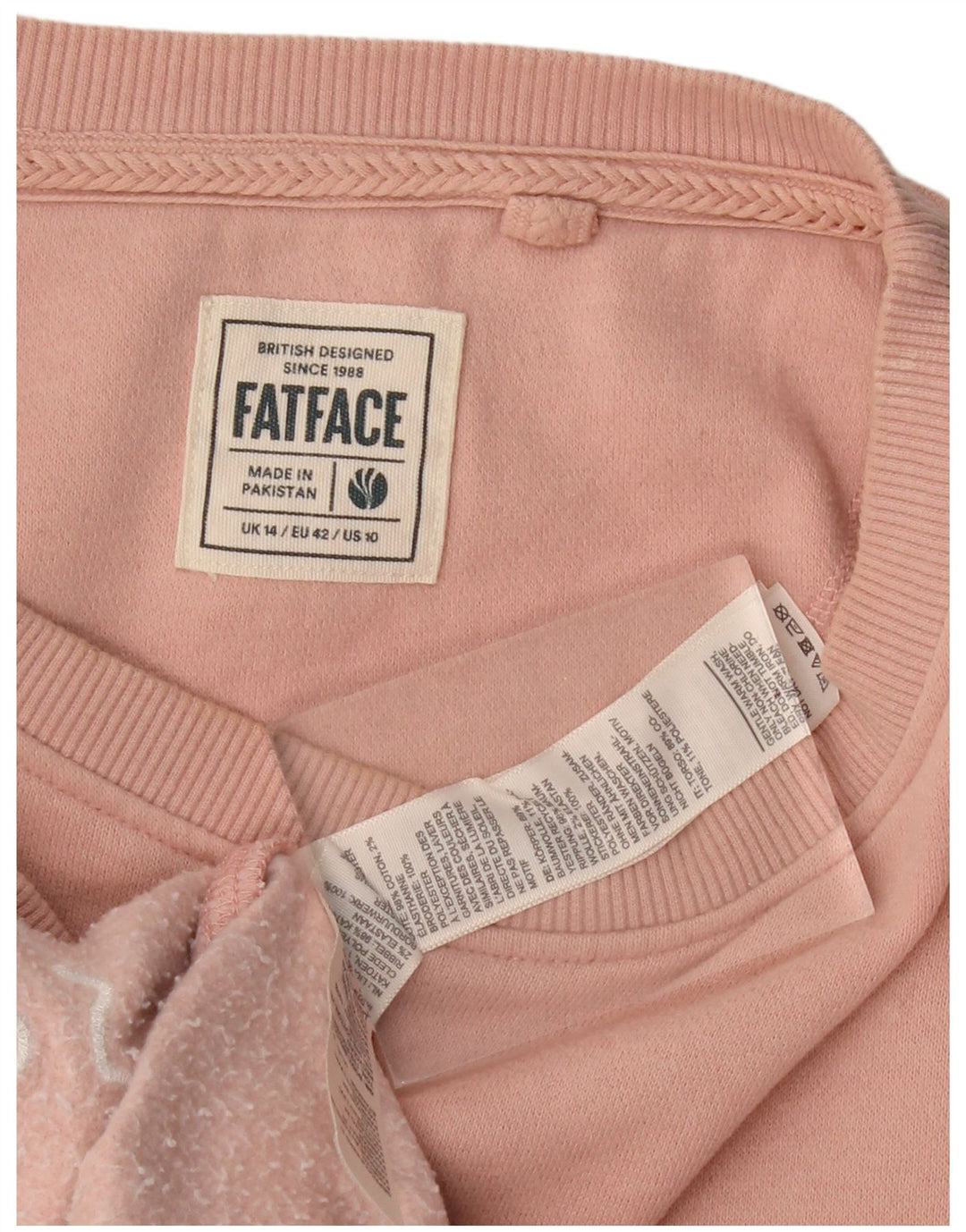 FAT FACE Pulover supradimensionat pentru femei, UK 14, bumbac floral, roz mare