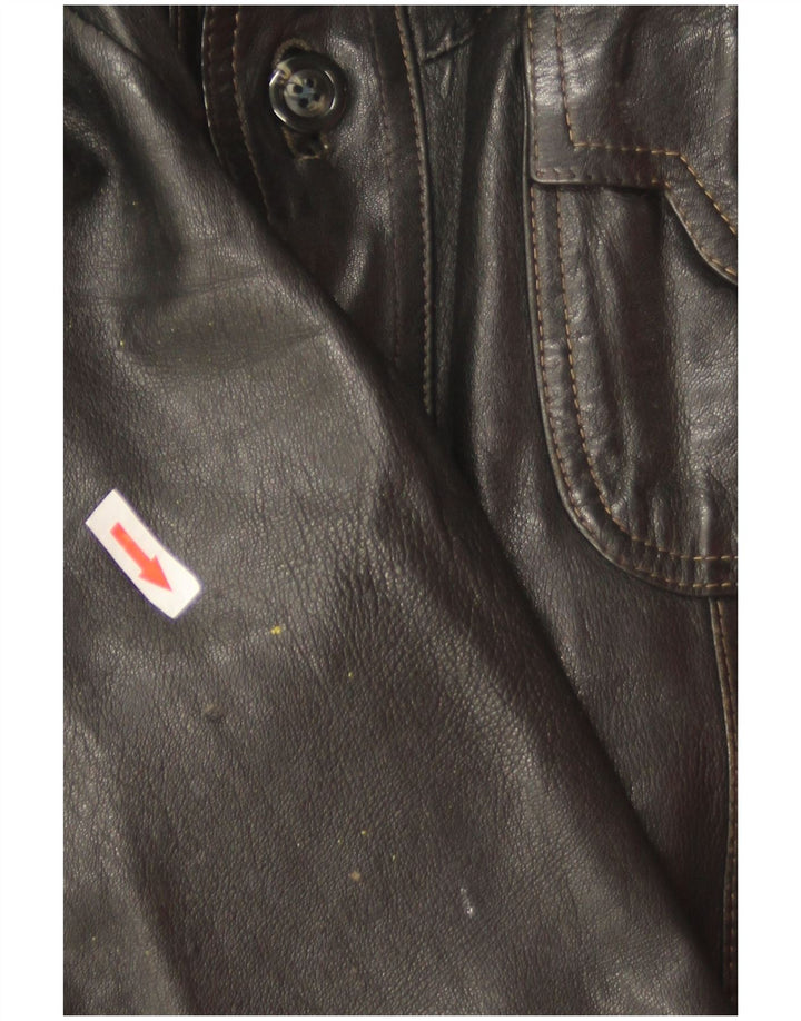 Jachetă de piele vintage pentru bărbați UK 36 Small Black