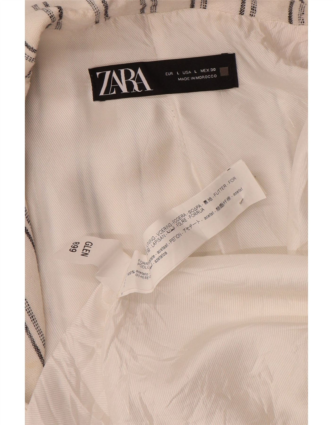 Jachetă pentru femei Zara cu mâneci 3/4 deschise, UK 16, mare, cu dungi albe, acetat