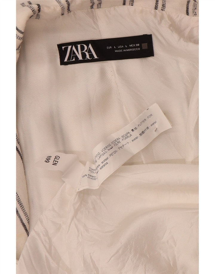 Jachetă pentru femei Zara cu mâneci 3/4 deschise, UK 16, mare, cu dungi albe, acetat