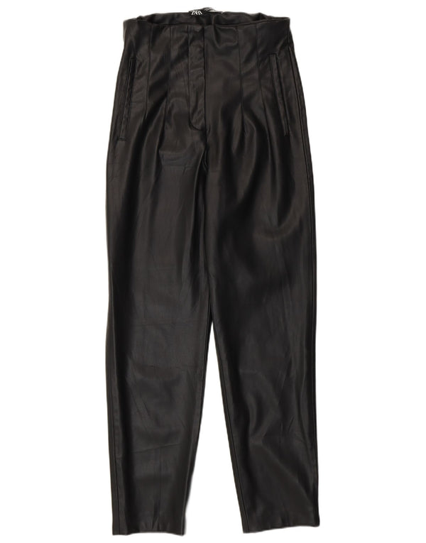 Pantaloni din piele artificială cu talie înaltă pentru femei Zara Mici L26 L27 Negri