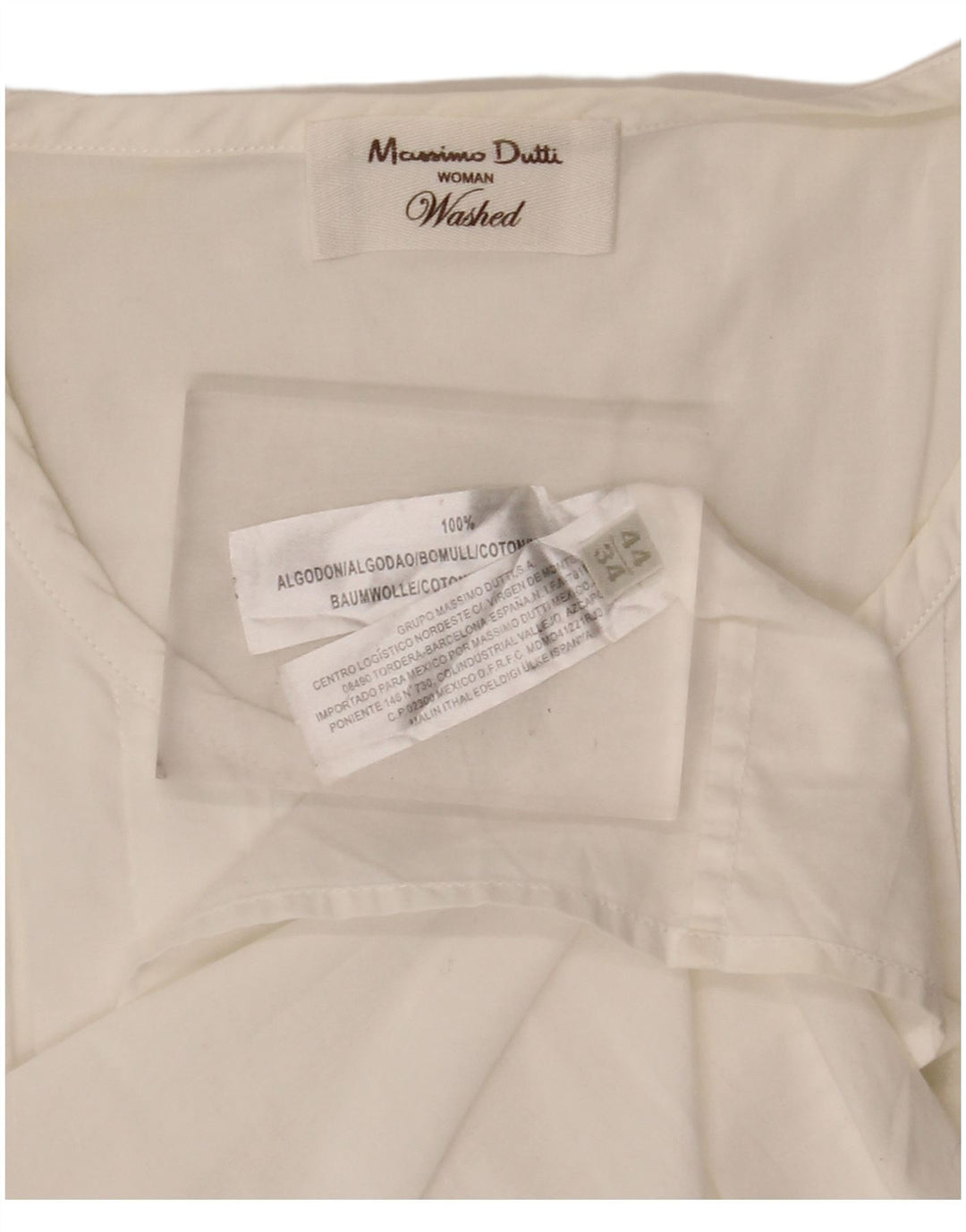 Bluză Massimo Dutti pentru damă, bluză dublu, EU 34, 2XS, bumbac alb