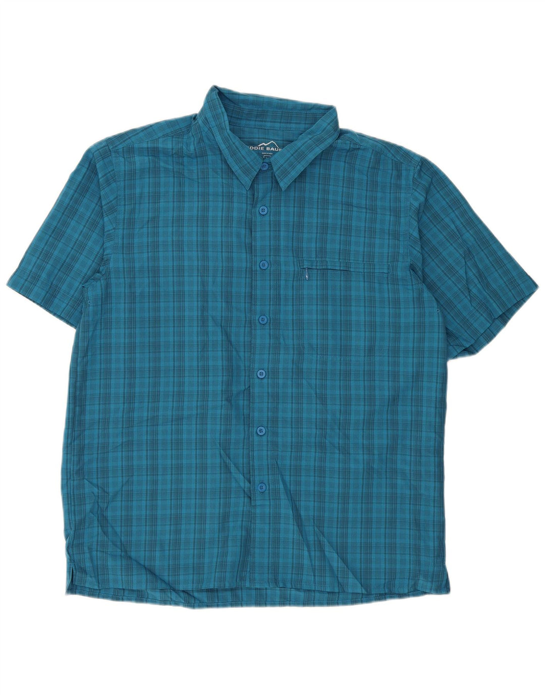 Cămașă cu mânecă scurtă pentru bărbați Eddie Bauer, poliester cu carouri albastre mari