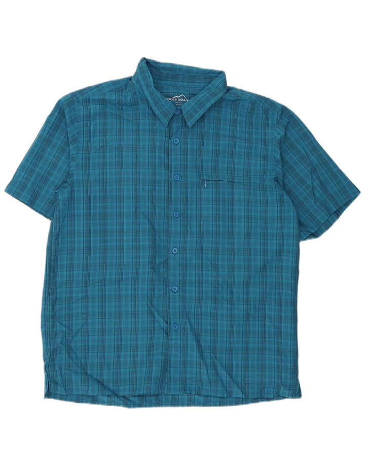 Cămașă cu mânecă scurtă pentru bărbați Eddie Bauer, poliester cu carouri albastre mari