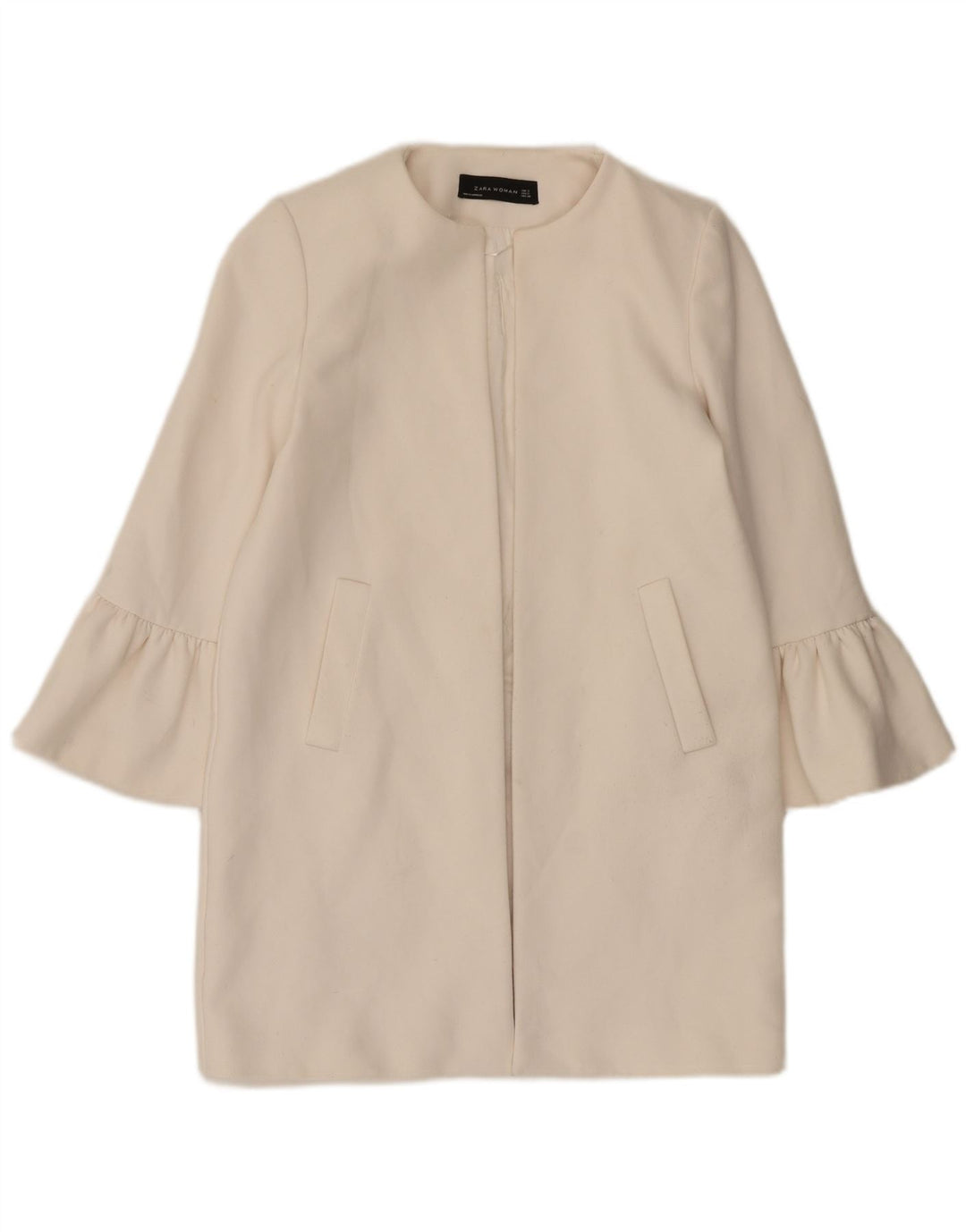 Jachetă Blazer deschisă pentru femei Zara UK 10 Poliester alb mic