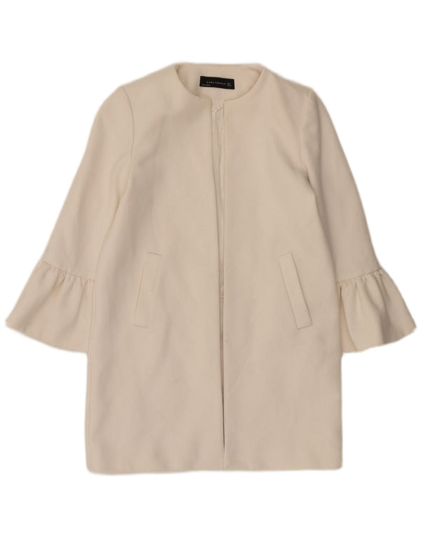 Jachetă Blazer deschisă pentru femei Zara UK 10 Poliester alb mic