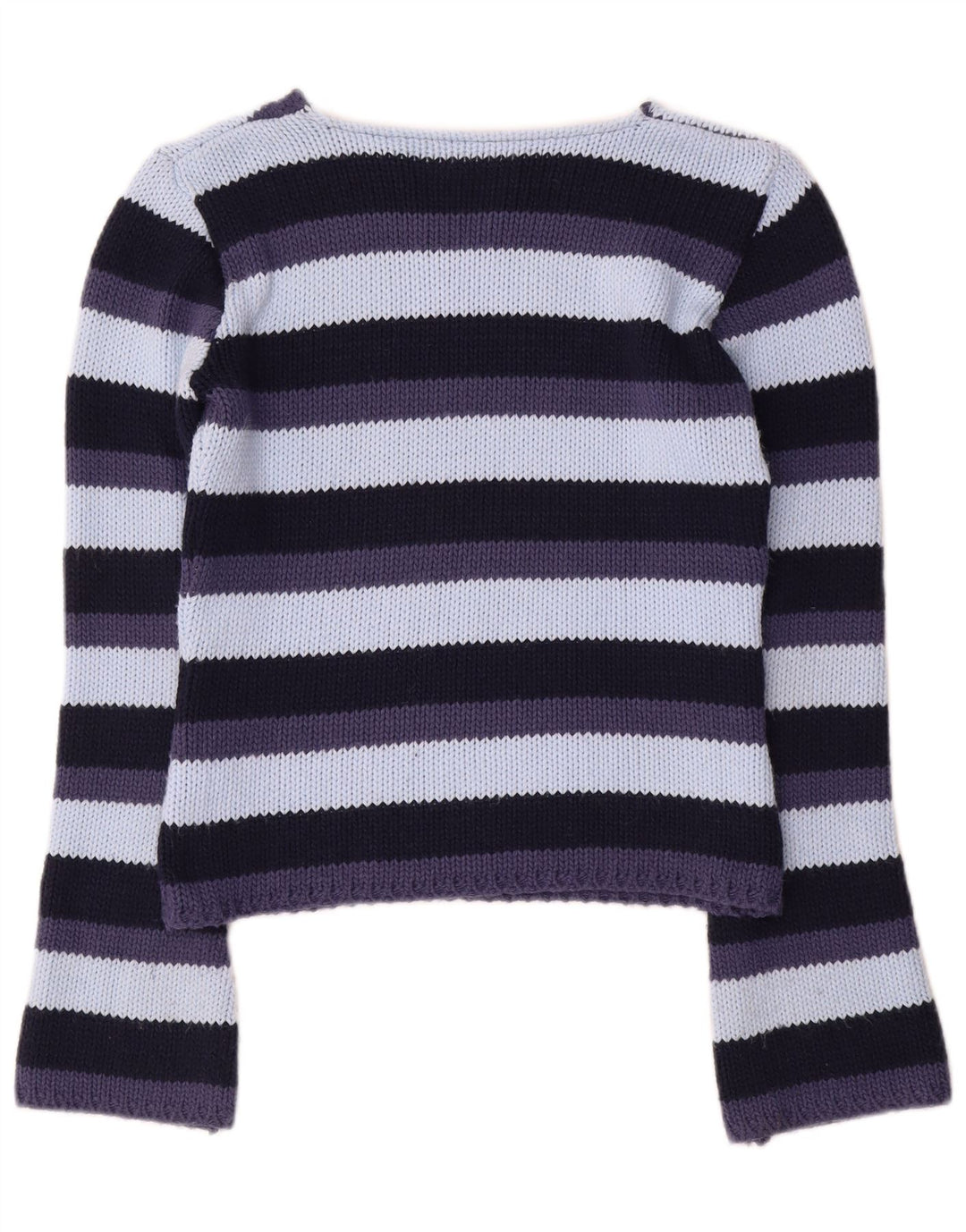 Pulover vintage pentru femei cu decolteu în V UK 12 Medium, multicolore, cu dungi