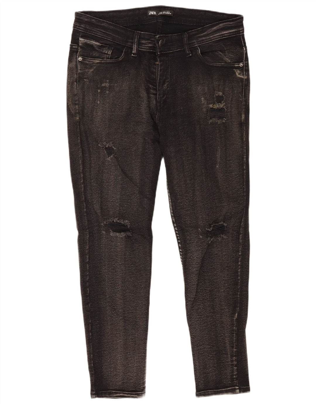 Blugi skinny distressed pentru bărbați Zara W36 L25 bumbac negru