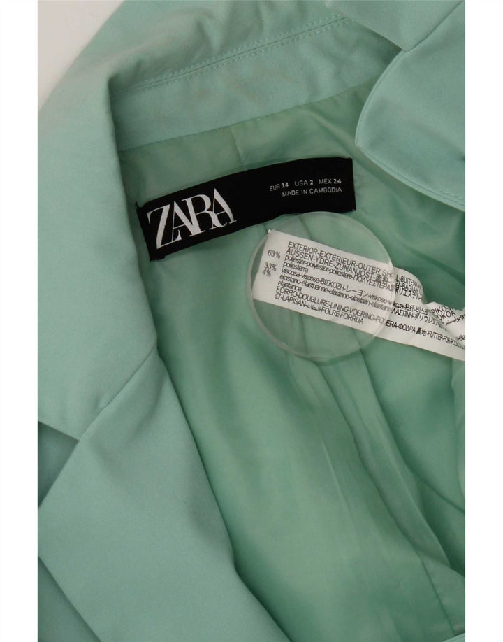 Blazer pentru femei Zara cu 1 nasture EU 34 2XS Poliester turcoaz