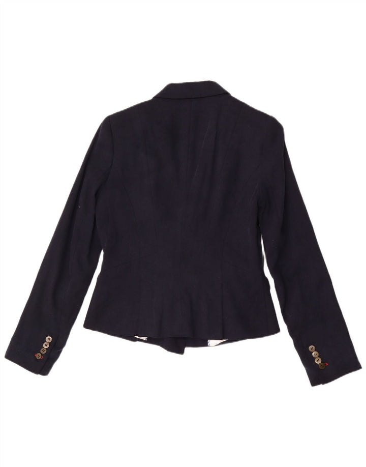 Jachetă Blazer pentru femei Zara, cu două pieptări, UK 12 Medium Bleumarin Lyocell