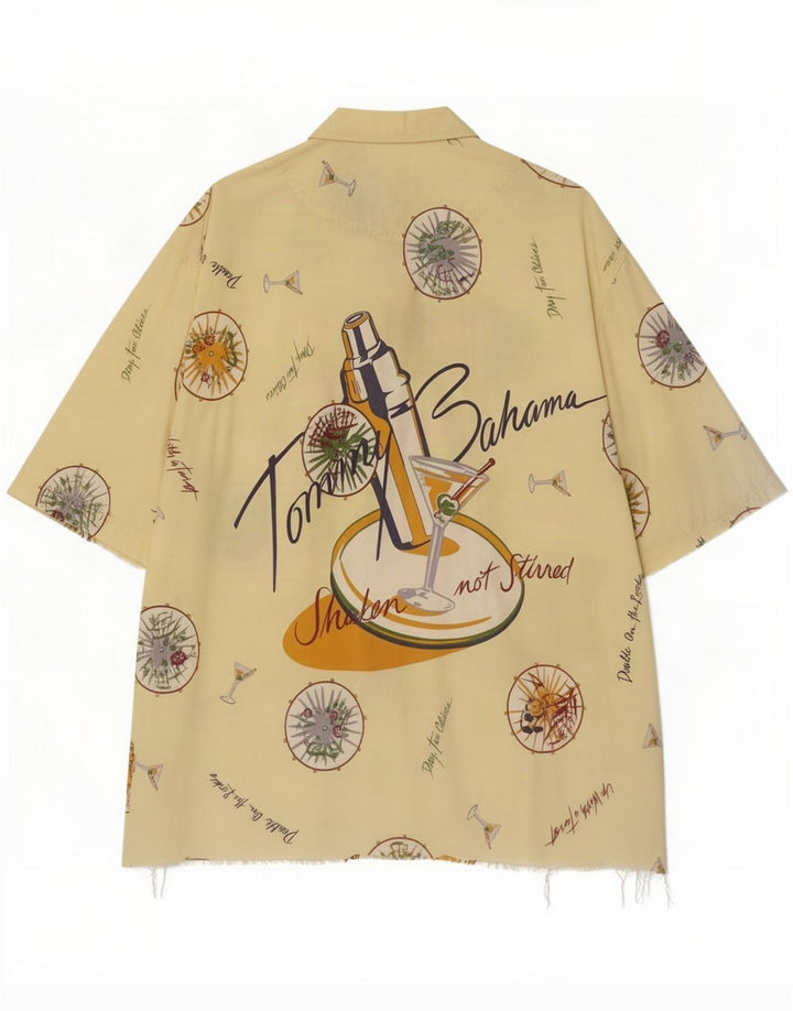Tommy Bahama Cămașă pentru bărbați cu mânecă scurtă cu model abstract Plajă galbenă medie