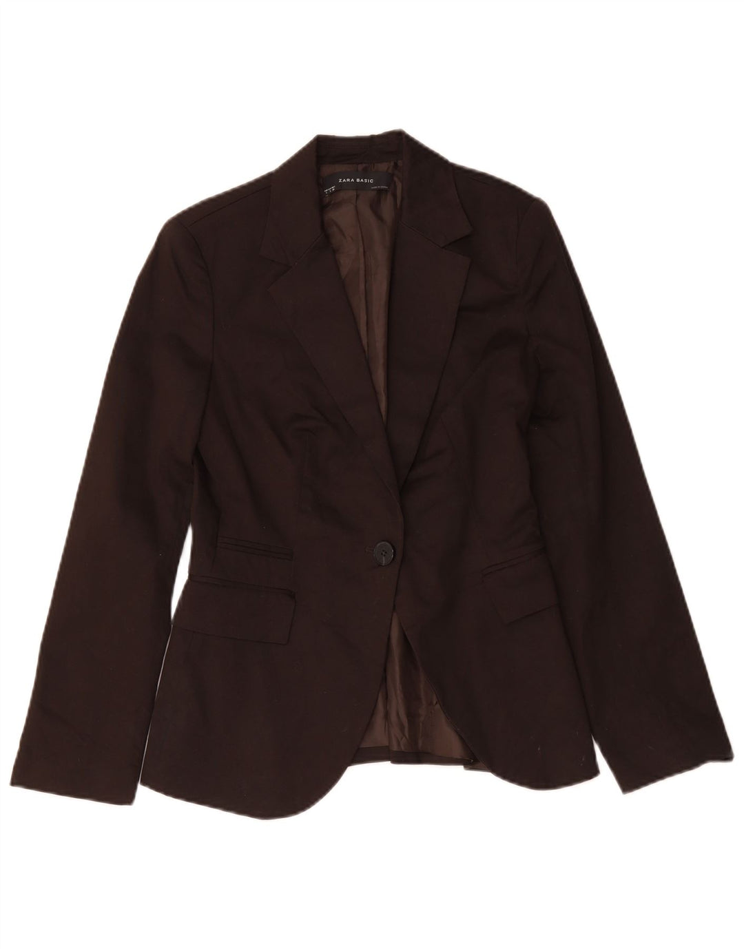 Blazer pentru femei Zara, cu 1 nasture, UK 10, bumbac maro mic