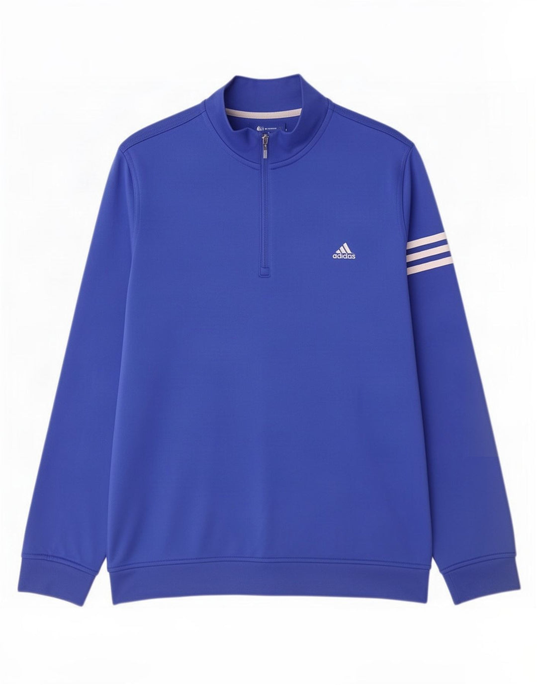 Pulover adidas Climalite pentru bărbați, cu fermoar, cu gât, poliester mare, albastru