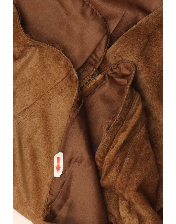 Gilet vintage pentru bărbați din piele intoarsa, UK 38, maro mediu, piele