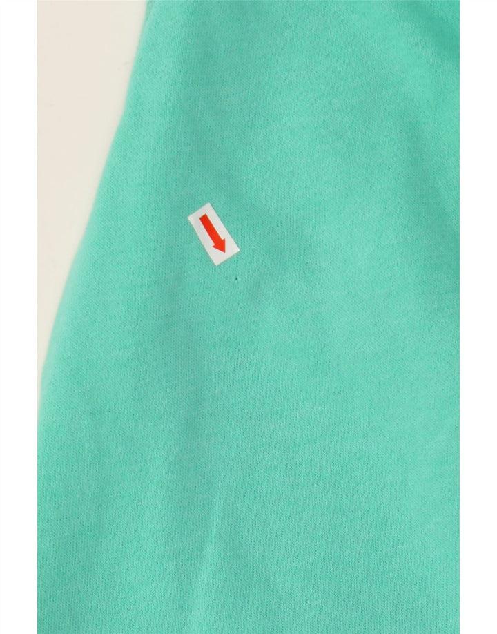 Pulover HOLLISTER pentru femei, cu fermoar și grafic, bumbac turcoaz mediu UK 14