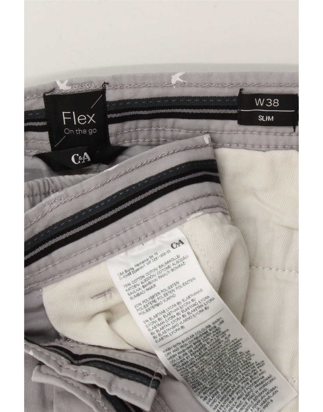 Pantaloni scurți chino slim C & A pentru bărbați cu model abstract W38 XL bumbac gri