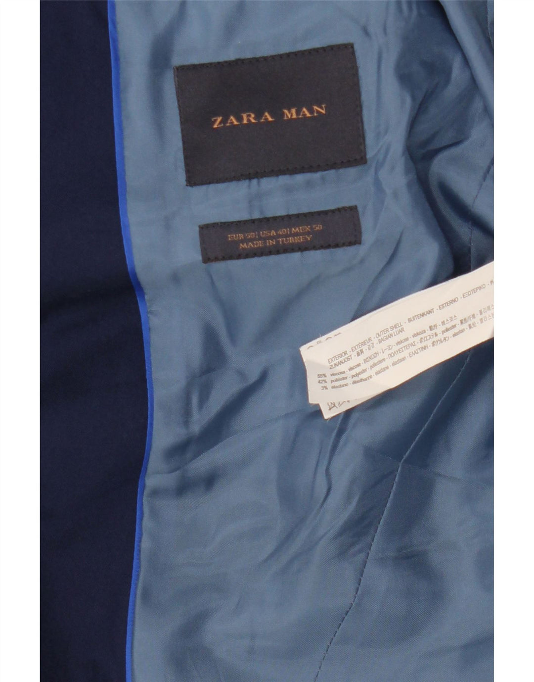 Blazer pentru bărbați ZARA cu 2 nasturi EU 50 Viscoză medie albastru bleumarin