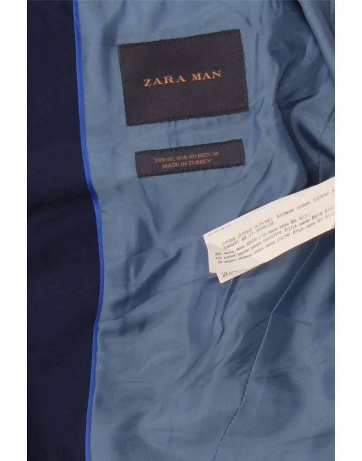 Blazer pentru bărbați ZARA cu 2 nasturi EU 50 Viscoză medie albastru bleumarin