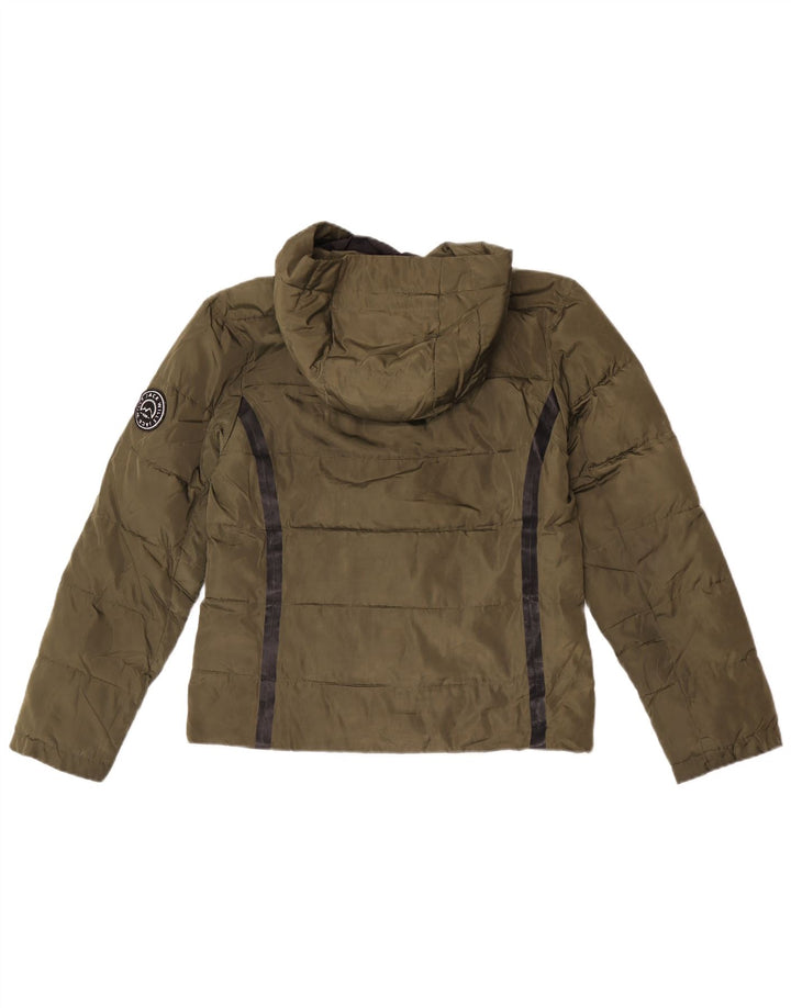 Jack Wills Jachetă căptușită cu glugă pentru femei UK 10 Poliester cu dungi kaki mic