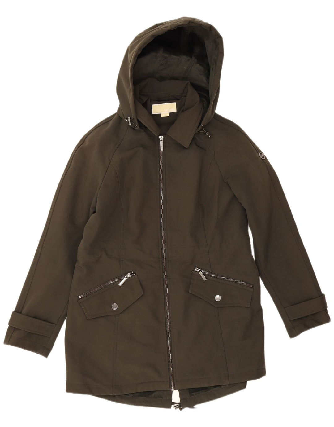 Jachetă parka cu glugă Michael Kors pentru femei UK 14 Poliester kaki mediu