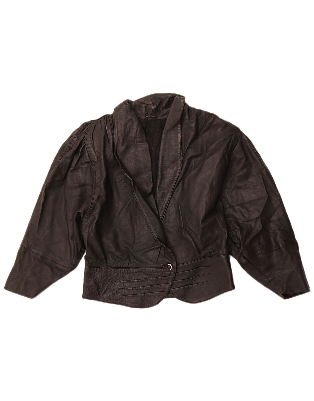 Jachetă de piele crop VINTAGE pentru femei UK 10 Small Black