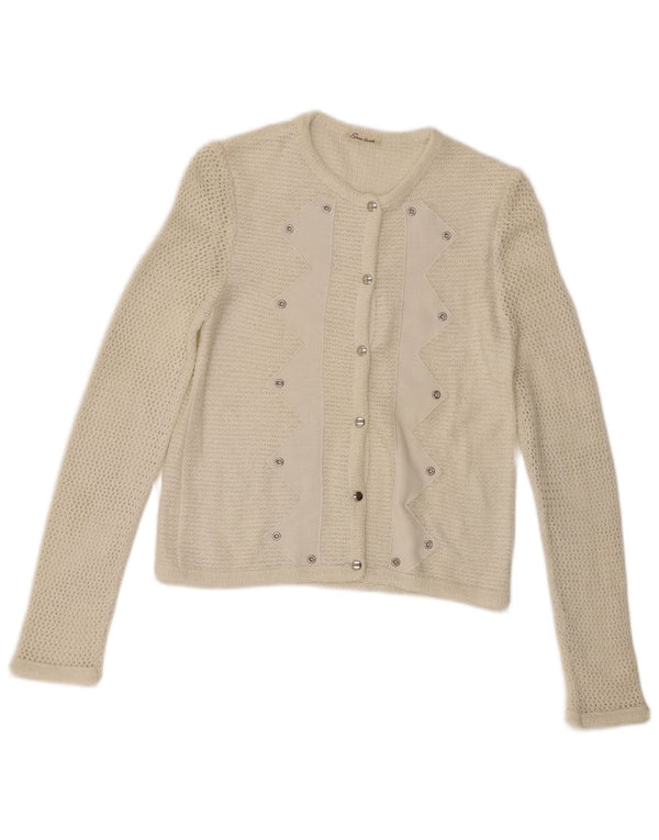 Pulover Cardigan Vintage pentru femei UK 10 Small White Poliacrilic