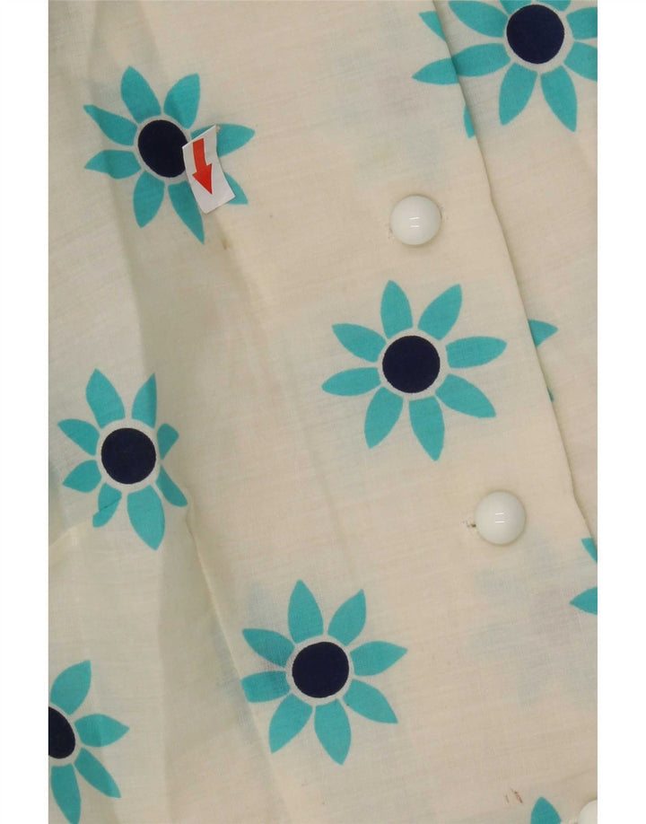 Rochie cămașă cu pulover maxi vintage pentru femei UK 10 mic, alb, floral
