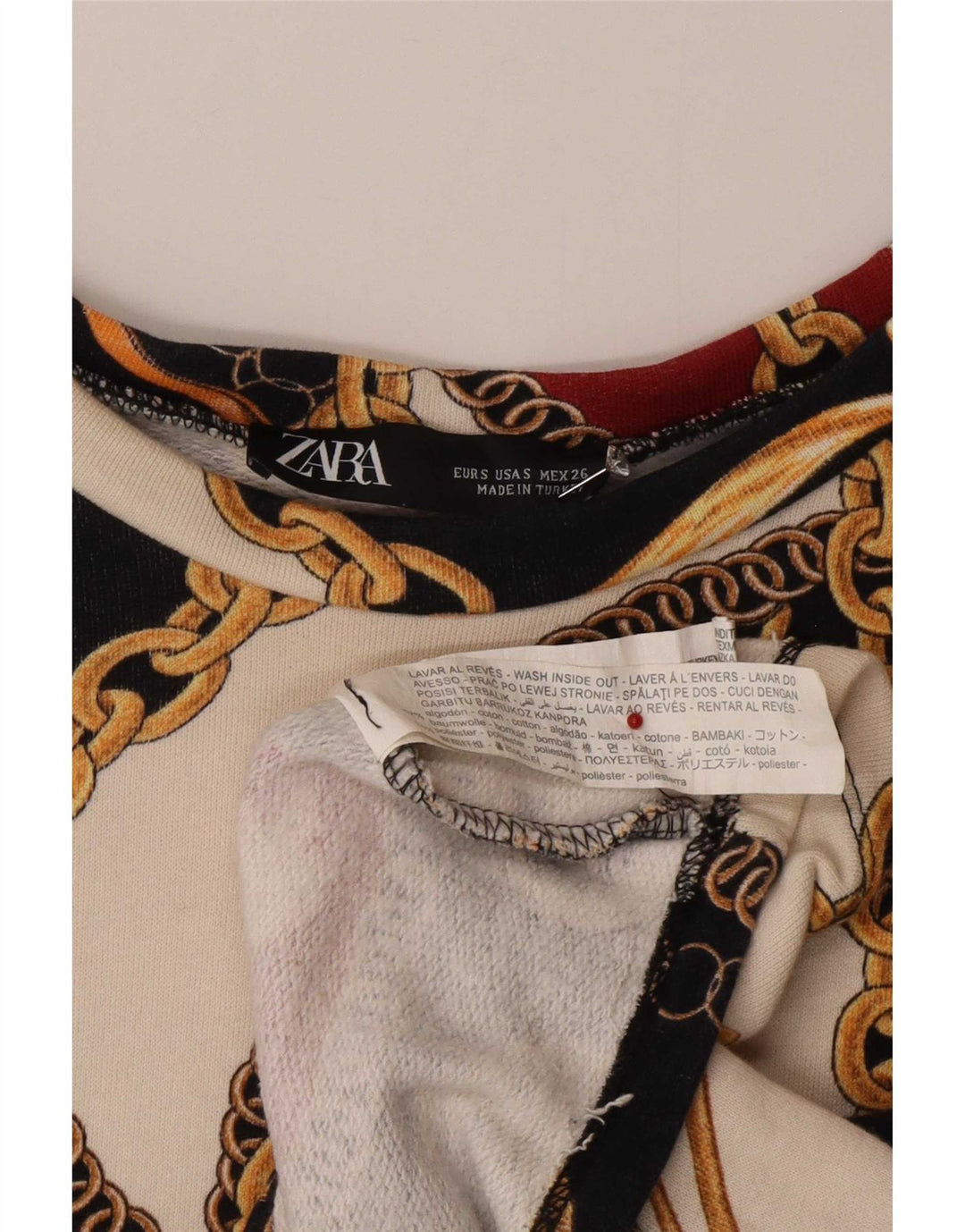 Pulover pentru damă Zara Crop Graphic Pulover UK 10 Mic Multicolor