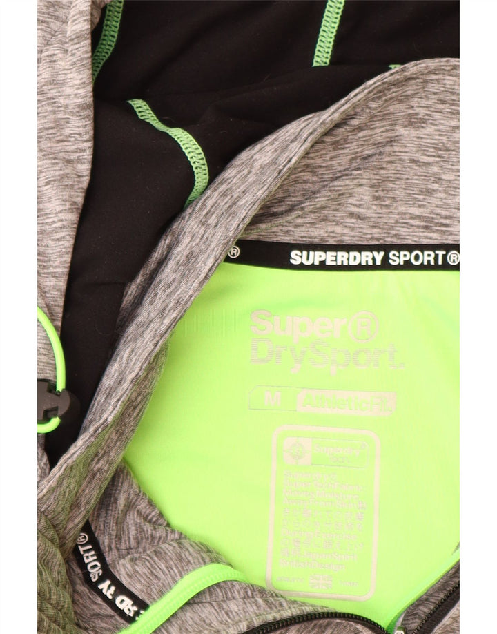 SUPERDRY Pulover cu capota cu fermoar și cu formă atletică pentru femei UK 12 Gri mediu