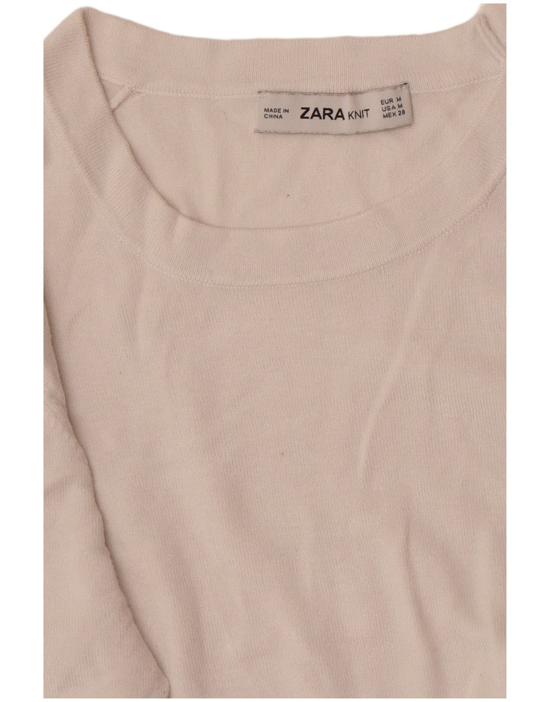 Pulover pentru damă Zara, cu gât turnut, alb mediu, UK 12