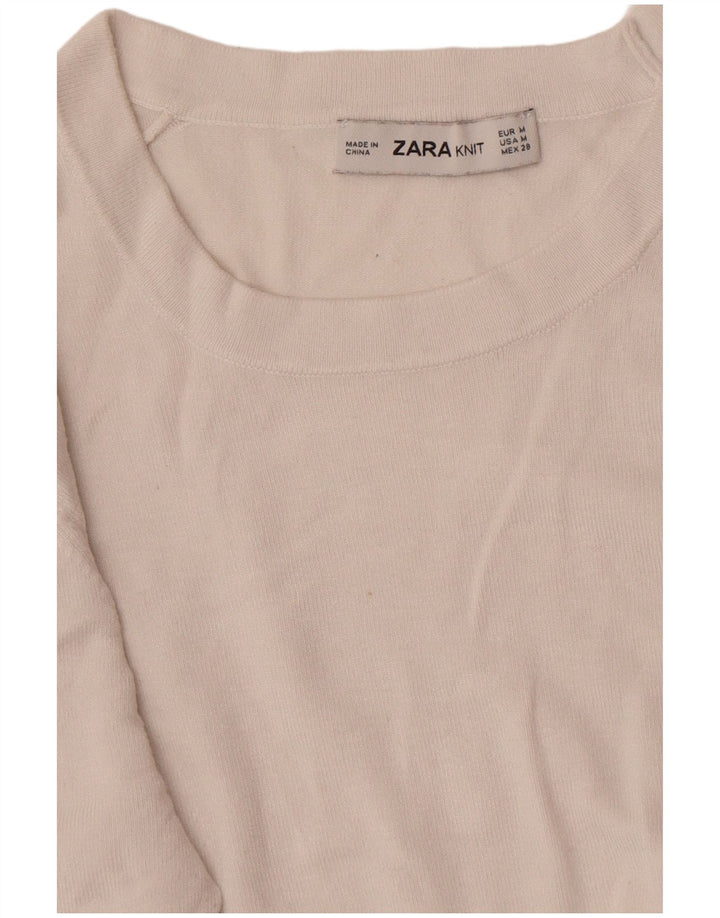 Pulover pentru damă Zara, cu gât turnut, alb mediu, UK 12