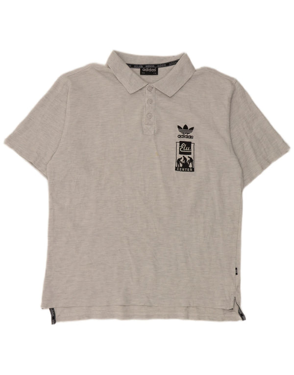 Tricou polo cu grafic pentru bărbați Adidas Marea Britanie 44/46, bumbac mare, gri cu pete