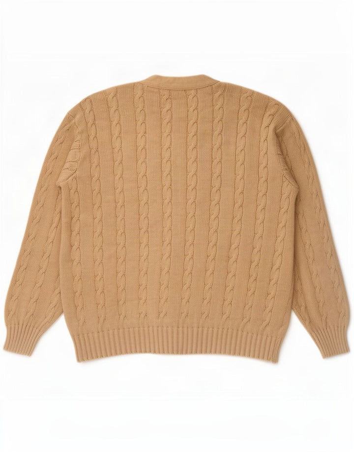 Pulover cardigan pentru bărbați Benetton IT 48 bumbac mediu bej