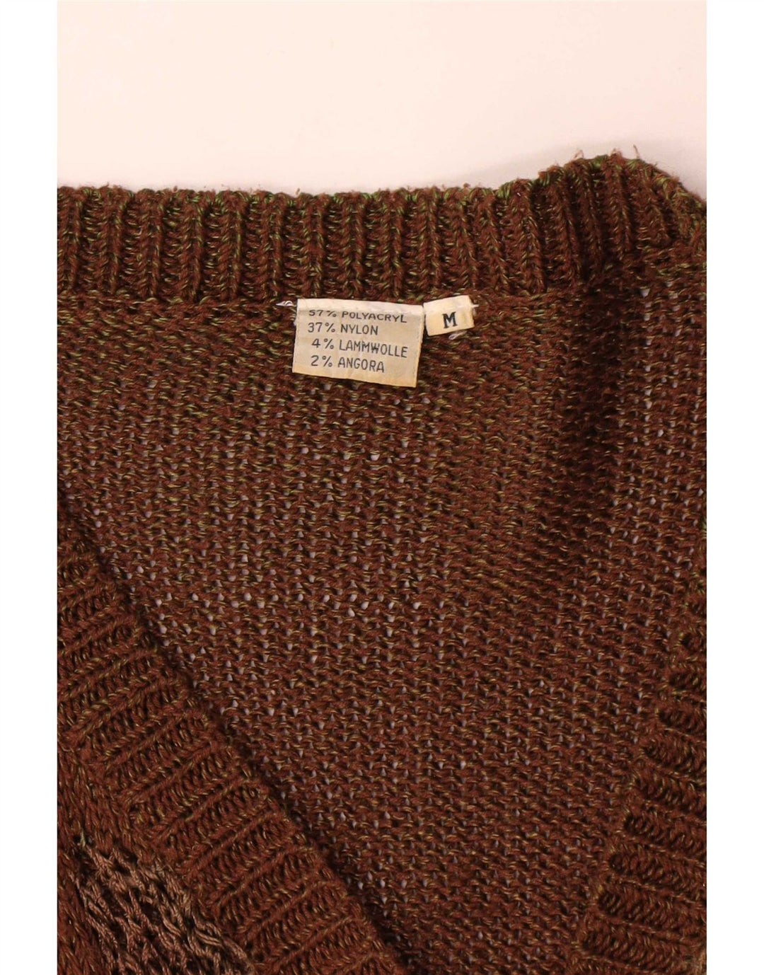 Pulover cardigan cu model abstract pentru femei vintage UK 14 maro mediu