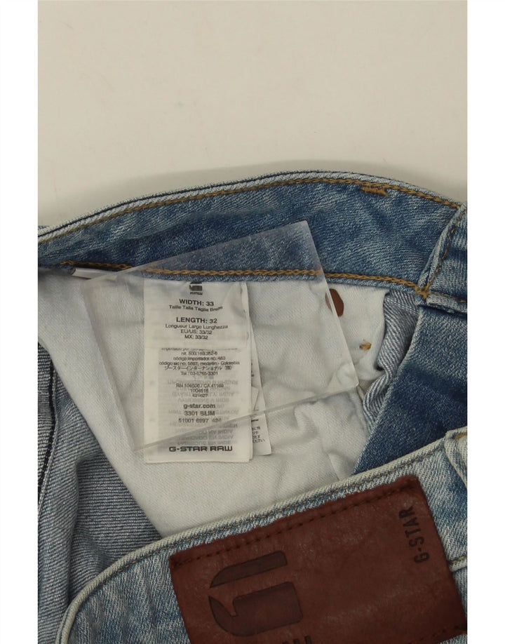 Blugi G-Star 3301 Slim pentru bărbați W33 L32 Bumbac albastru