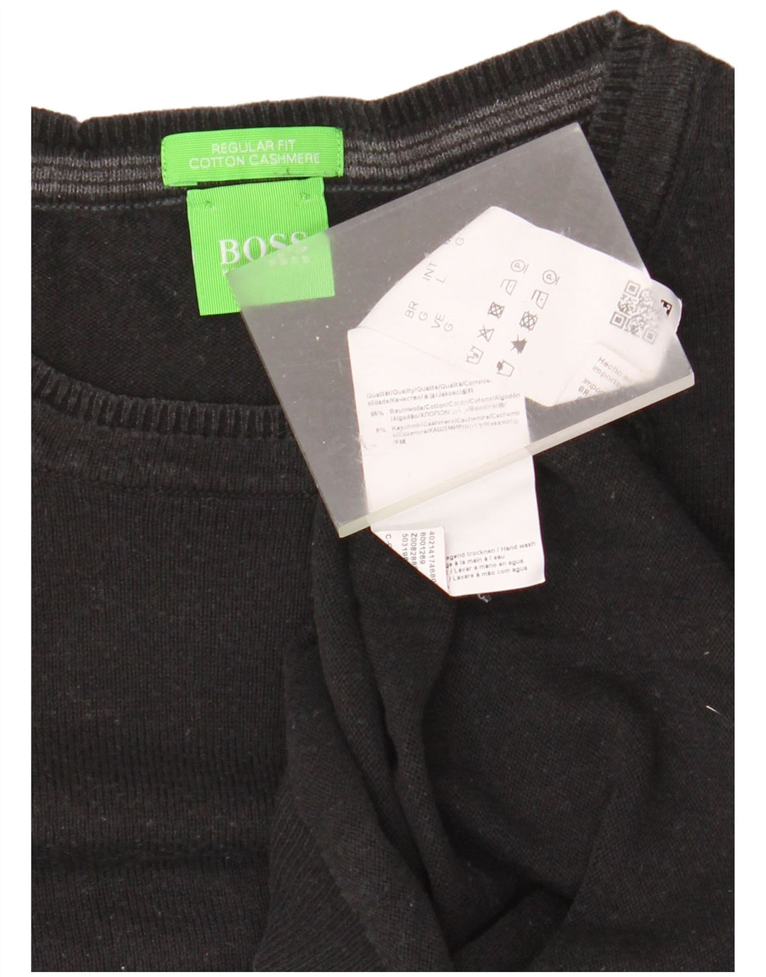 Pulover Hugo Boss pentru bărbați, cu tăiere obișnuită, cu gât crew, mare, negru