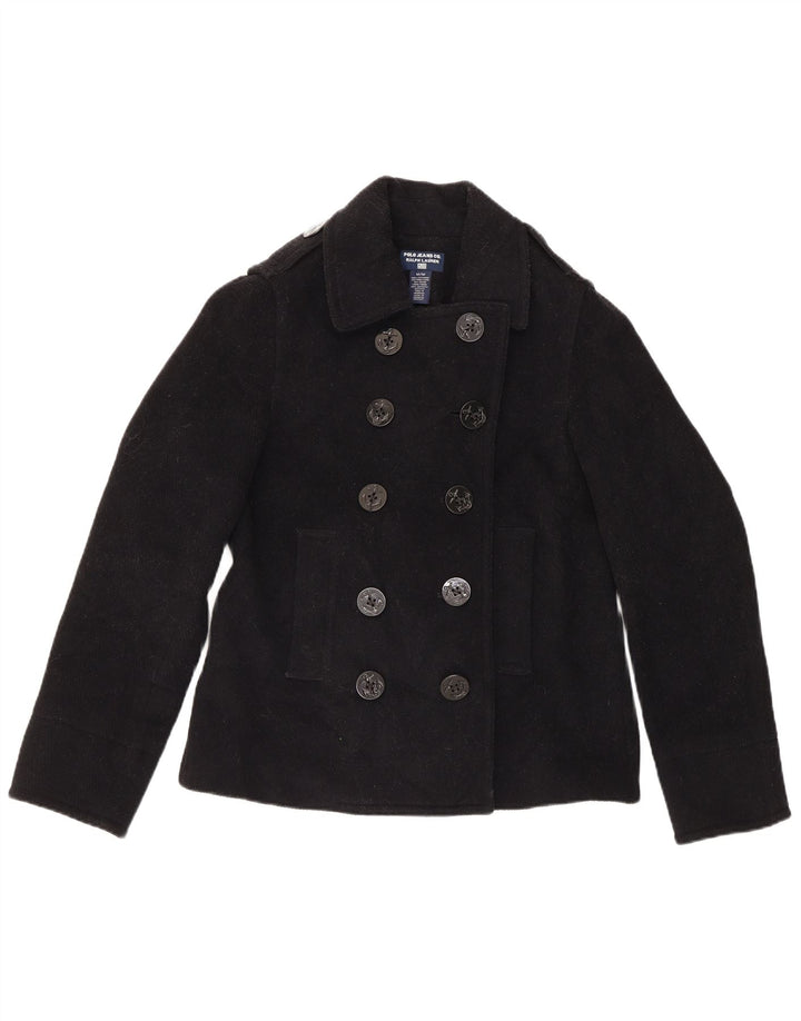 Palton Ralph Lauren pentru femei UK 14 Lână neagră medie