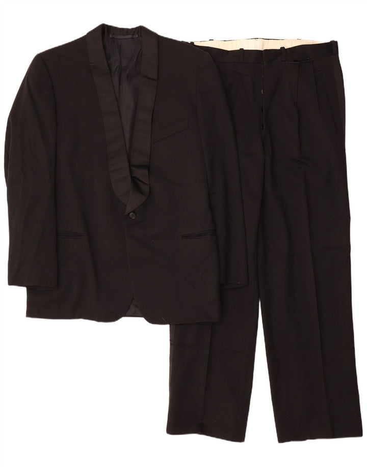 Costum pentru bărbați vintage 1 buton 2 piese IT 52 XL W32 L30 negru