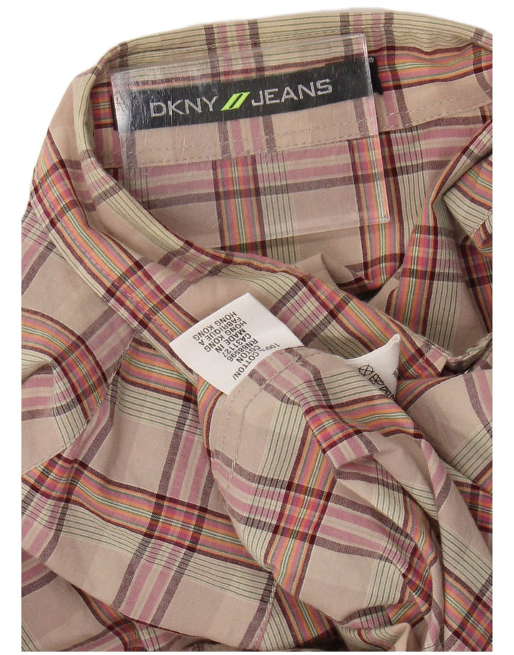 Cămașă pentru bărbați DKNY, bumbac cu carouri, bej mediu