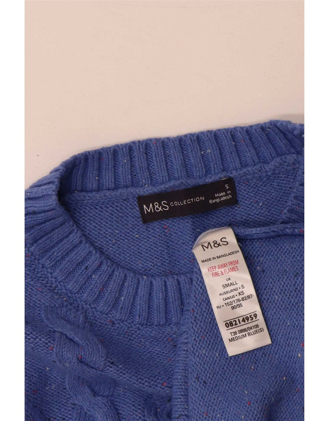 Pulover pentru bărbați Marks & Spencer cu gât roșu, bumbac cu pete albastre mici