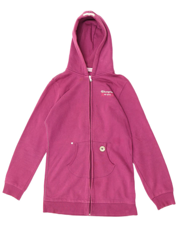 Pulover pentru fete Champion, cu fermoar, 13-14 ani, bumbac roz, XL