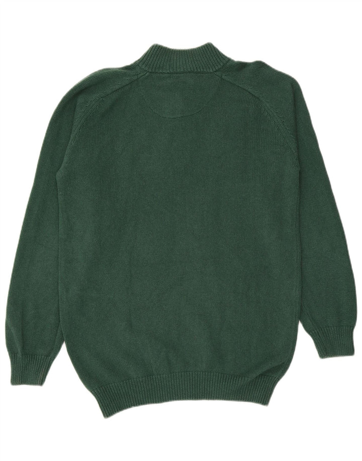 Massimo Dutti Pulover pentru bărbați cu gât cu nasturi, bumbac verde mediu