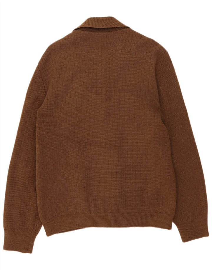 Pulover Cardigan Vintage pentru bărbați, maro mediu, bloc de culoare